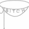 Body Chains | QFSH Women Metal Link Waist Chain Belt Sexy Rhinestone Letter Layer Belly Jewelry Body Chain For Dress