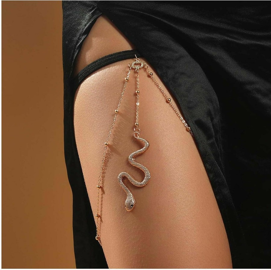 Body Chains | Yheakne Yheakne Bohemia Layered Snake Leg Chain Gold Snake Thigh Chain Vintage Thigh Leg Chain Rave Bikini Thigh Body Chain Jewelry For Women And Girls