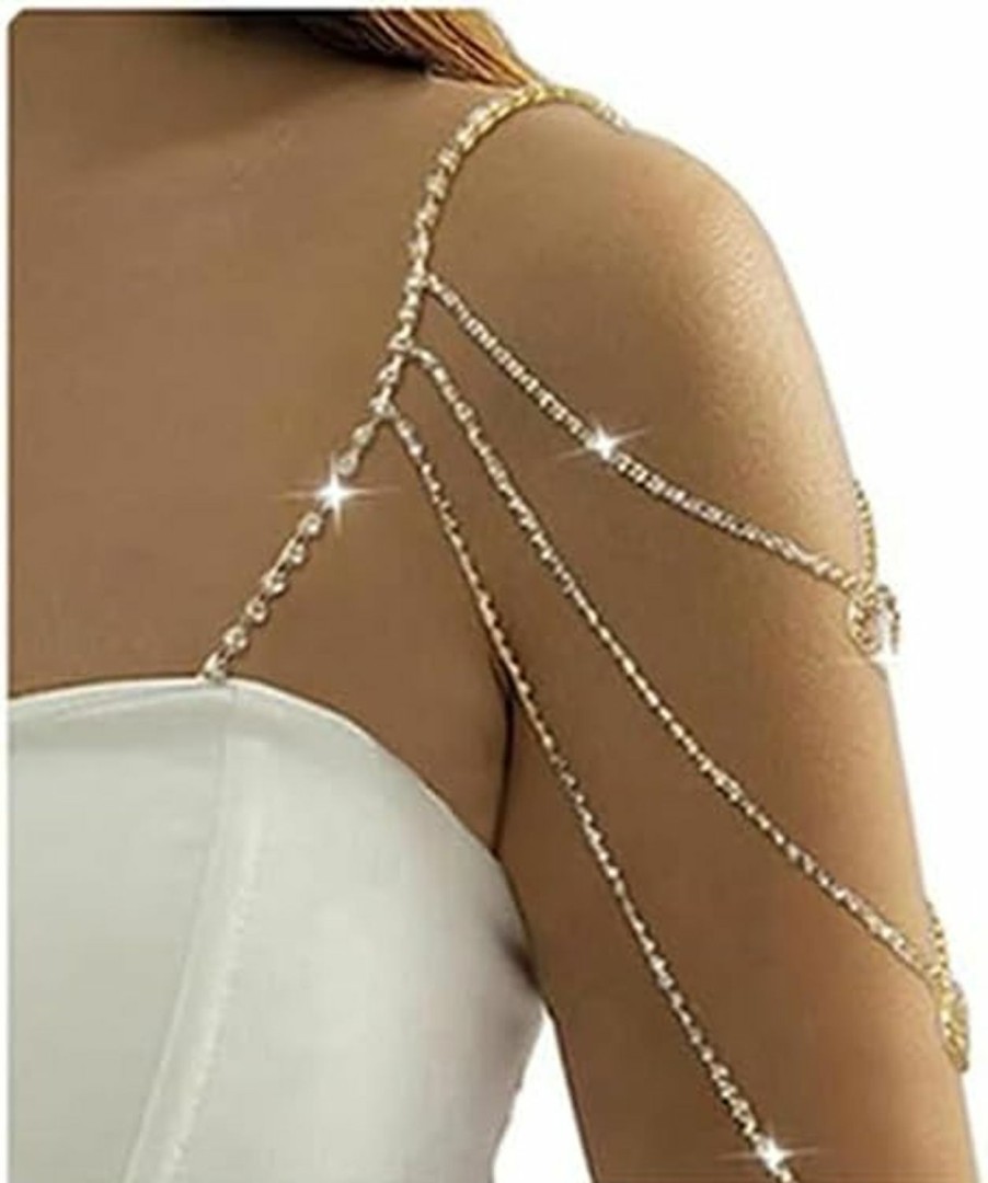 Body Chains | Zangoiry 1Pcs Multi-Layer Rhinestone Shoulder Bra Strap Chain Jewelry Sexy Heart Pendant Lingerie Chain Bridal Shoulder Chain Crystal Underwear Strap Chain Tassel Arm Chain Jewelry For Women