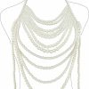 Body Chains | CanB Canb Pearl Body Chain Shoulder Necklace Pearl Top Bikini Sexy Bra Chain Pearls Shoulder Chains Bra Chain Jewelry For Women Rave Nightclub Party Body Accessories