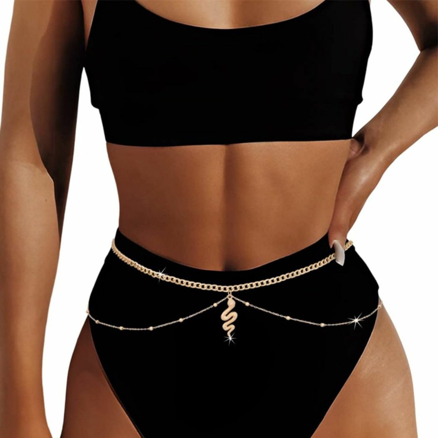 Body Chains | COSYDAYS Cosydays Boho Snake Belly Chain Harness Waist Chain Layered Body Chain Jewelry Sexy Party Beach Bikini Chain For Women And Girls