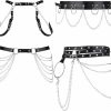 Body Chains | Janmercy 4 Pcs Punk Waist Belly Chain Belts For Women Leather Goth Body Chain Layered Waist Chain Gothic Rave Party Halloween Festival Body Jewelry Accessories