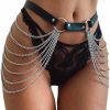 Body Chains | CRYSLY Sinalty Punk Waist Chain Belt Black Leather Body Chain Fashion Rave Body Jewelry Accessory For Women And Girls