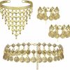 Body Chains | JOERICA Joerica Belly Dance Jewelry For Women Gold Coin Headband Gold Chain Belt Coin Chain Gold Coin Anklet Gypsy Jewelry Halloween Party Costume