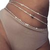 Body Chains | REETAN Reetan Boho Crystal Waist Chain Silver Belly Chain Body Chain Rave Body Jewelry Party Nightclub Body Accessories For Women And Girls (Set1-Layered Crystal)