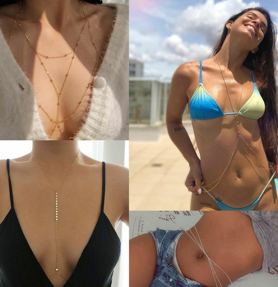 Body Chains | YOVORO Yovoro 9Pcs Sexy Belly Waist Chain For Women Bikini Body Chain Beach Bra Chain Jewelry Set