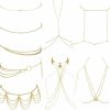 Body Chains | ORAZIO Orazio 9 Pcs Gold Tone Belly Waist Chain Sexy Bikini Body Chain Set Summer Halloween Beach Long Rhinestone Bra Body Jewelry Accessories For Women