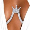 Body Chains | Rotaiboes Rhinestone Chest Bracket Chain Trendy Queen Crown Crystal Harness Chest Bra Chain Sexy Bikini Nightclub Body Chain Jewelry For Women (Crown-Silver)