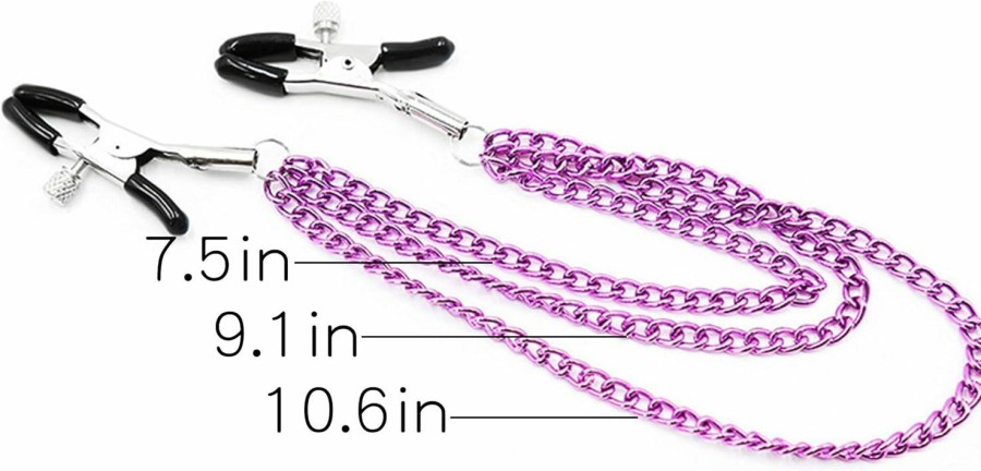 Body Chains | Harry and Henry Nipple Clamps Non Piercing Sexy Rubber Adjustable Body Clamps With Chain Non Pierced For Women Beginner Nipple Clamp Jewelry(Purple)