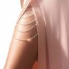 Body Chains | Riymusry Rhinestone Tassel Leg Chain Multi-Layer Rhinestone Thigh Chain Elasticity Crystal Leg Chain Rhinestone Body Chain Accessories Jewelry For Women (Gold)