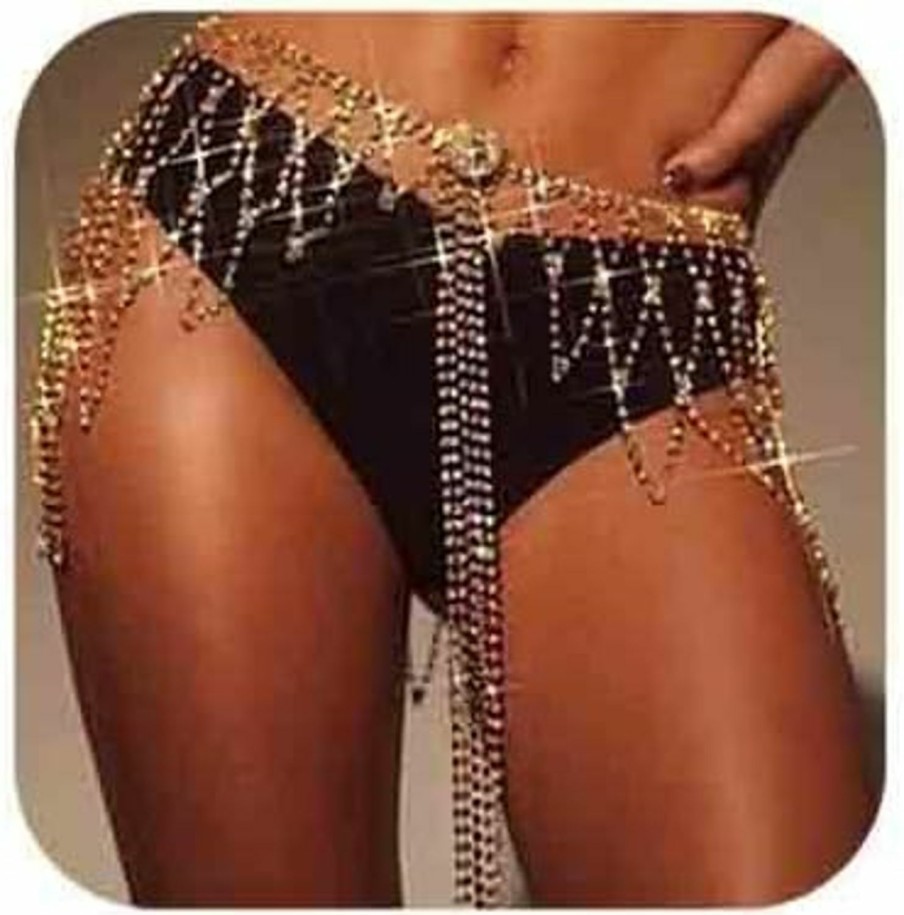 Body Chains | Chargances Chargances Sexy Layered Rhinestone Tassle Body Chains For Women Sparkly Crystal Waist Chain Dance Skirts Belly Chains Nightclub Accessories For Party Prom (Style 1)