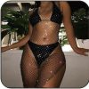 Body Chains | GRAEEN Graeen Mesh Rhinestone Skirt Set Crystal Body Chain Elastic Sleeveless Clubwear Cover Up Fishnet Body Chain Jewelry For Women