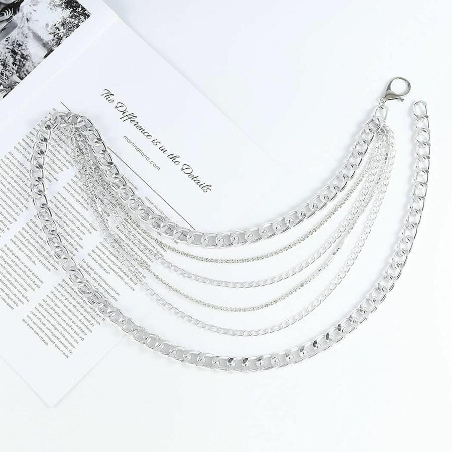 Body Chains | BODIY Bodiy Multilayer Waist Chain Belt Cuban Crystal Sparkly Belly Chains Rave Body Jewelry Accessories For Women And Girls