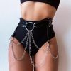 Body Chains | Wiwpar Wiwpar Punk Body Chain Black Leather Waist Chain Belt Layered Belly Body Chain Nightclub Rave Rock Sexy Jewelry Accessories For Women Girls (Style4)