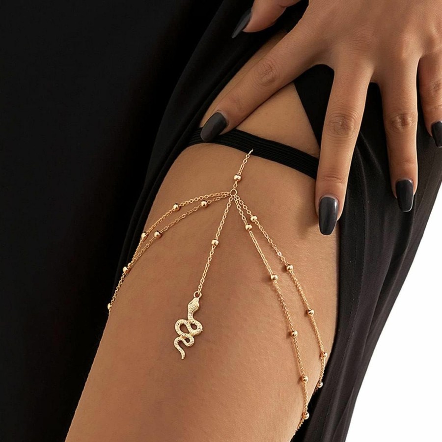 Body Chains | COSYDAYS Cosydays Snake Leg Chain Gold Thigh Body Chain Layered Thigh Chains Rave Party Body Jewelry For Women And Girls