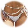 Body Chains | Rotaiboes Gothic Multi-Layered Beaded Waist Chain Belt Sexy Halloween Rave Waist Body Chain Jewelry Layered Pearl Belly Chain Belt Long Waistband Dress For Women (Pearl)