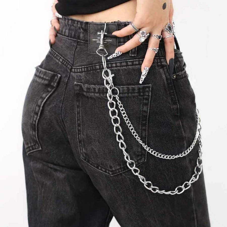 Body Chains | Tgirls Tgirls Punk Goth Pant Chains Hip Hop Pocket Jean Chain Acrylic Wallet Chains Layered Keychains Belt Trouser Chain For Women And Men (2 Layer)