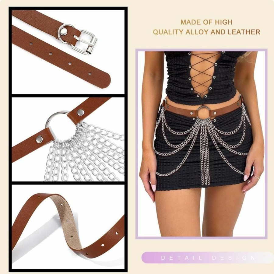 Body Chains | BODIY Bodiy Fringe Waist Chain Belt Black Rave Belly Body Chain Layered Rave Accessories For Women And Girls