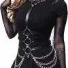 Body Chains | Asooll Asooll Punk Leather Body Chain Layered Black Harness Belt Leather Body Jewelry Beach Prom Party Rave Club Body Accessories Jewelry For Women And Girls