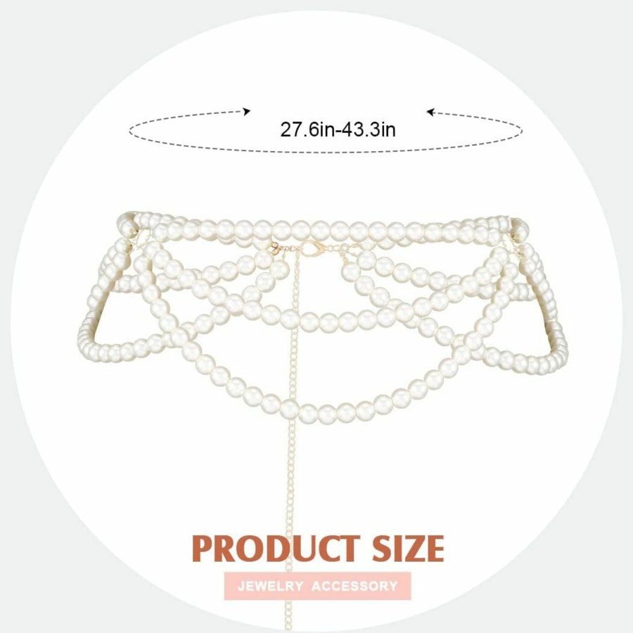 Body Chains | COSYDAYS Cosydays Women Pearl Belts Gold Waist Chain Belt Layered Bikini Belly Chains Fashion Waist Accessory