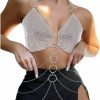 Body Chains | Asooll Asooll Silver Crystal Body Chain Bra Top Circle Layered Chest Chain Fashion Bikini Bra Jewelry Chain Fashion Beach Rave Body Accessories Jewelry For Women And Girls