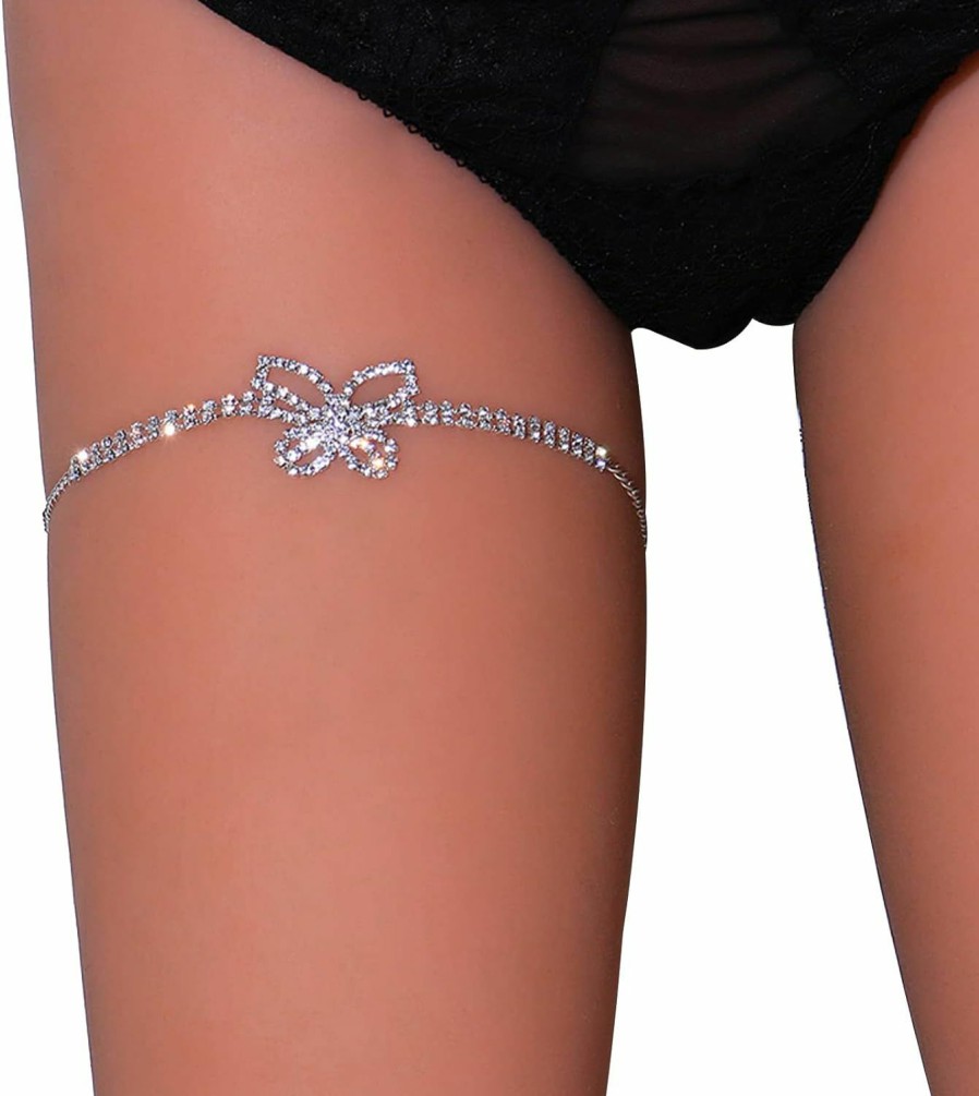 Body Chains | Cusmyre Rhinestone Thigh Chain Jewelry Crystal Butterfly Leg Thigh Chain Rhinestone Anklet Bracelet Leg Jewelry Thigh Chain For Women (Butterfly)